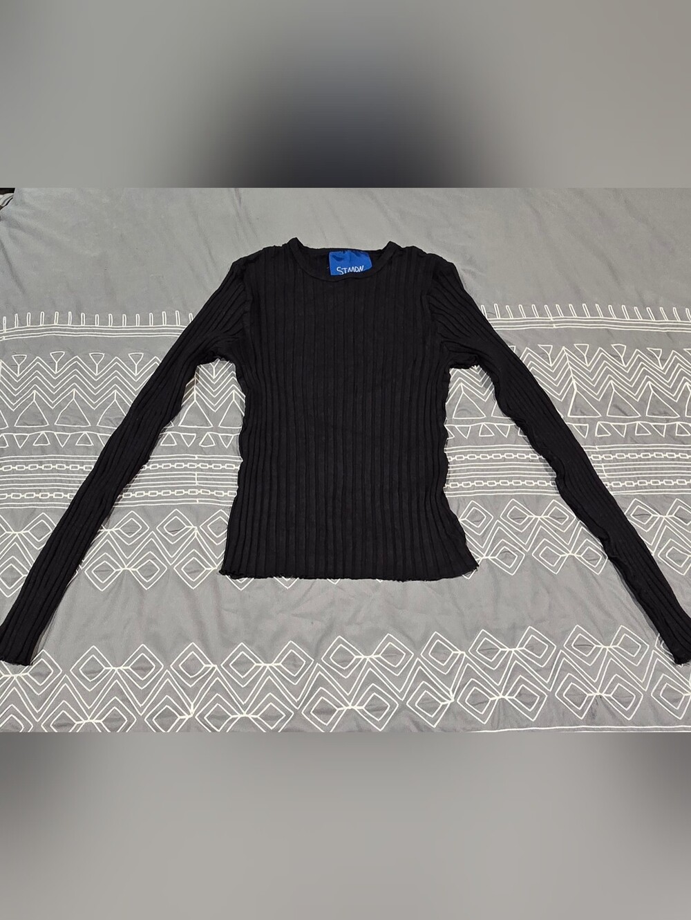 Simon Miller Black Devola Longsleeve Ribbed Shirt Size Large
